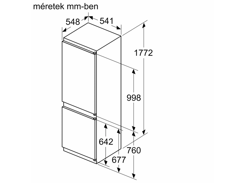 Bosch KIN865SE0 Beépíthető alulfagyasztós kombinált hűtőszekrény