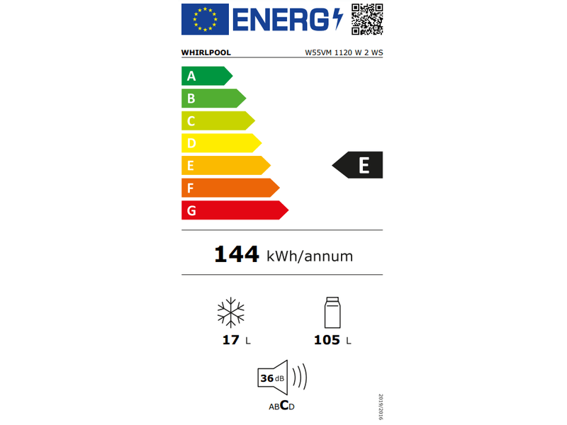 Whirlpool W55VM1120W2WS Egyajtós hűtőszekrény