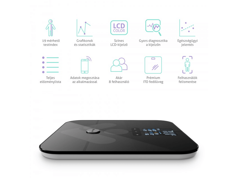 TrueLife FitScale W7 BT intelligens személymérleg, fekete