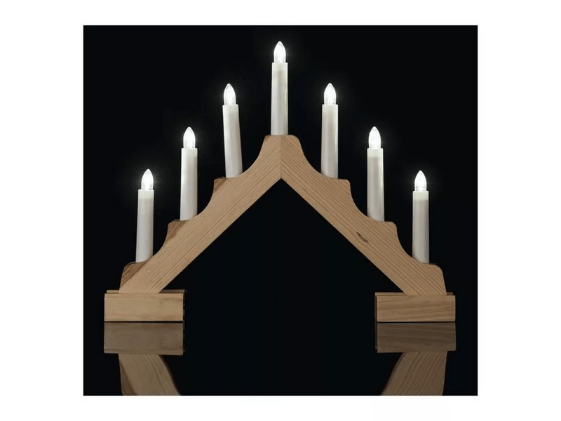 Emos DCAW11 LED gyertyatartó, fa, 29 cm, 2x AA, beltéri, meleg fehér, időzítő