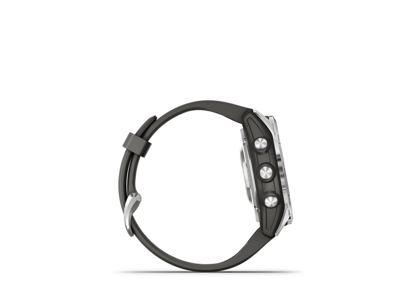 Garmin Fenix 7S Pro Solar Okosóra, ezüst, grafitszürke szilikon szíj (010-02776-01)