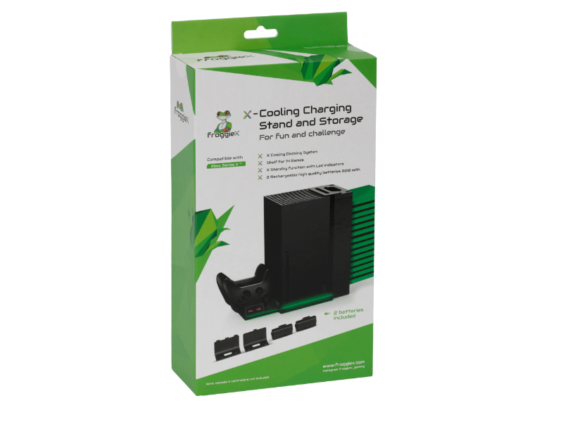 FroggieX FC-XS-C1-B Xbox Series X Konzol hűtőállomás + töltőállomás + lemeztartó