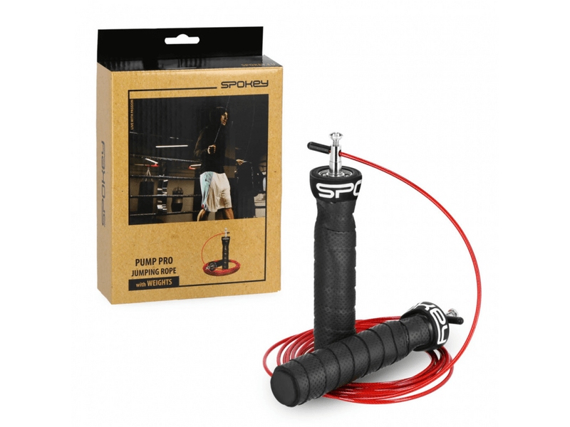 Spokey 41583 Pump Pro csapágyas, súlyozott ugrálókötél, fekete-piros