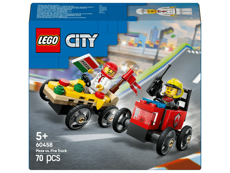 LEGO® City Pizza Truck vs. vatrogasno vozilo, paket trkaćih automobila (60458)