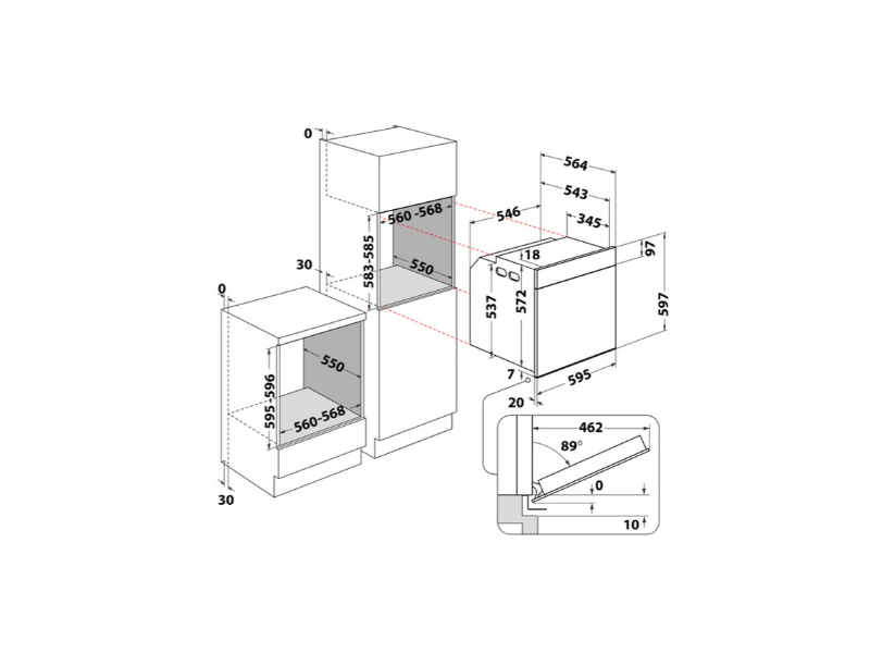 Whirlpool WOI4S8CM1SBA Beépíthető sütő + Whirlpool AKT 8190/BA Beépíthető kerámia főzőlap