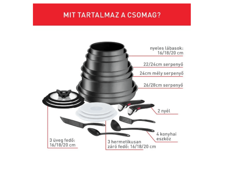 Tefal Ingenio Daily Chef On L7619402 Edénykészlet, 20 db-os