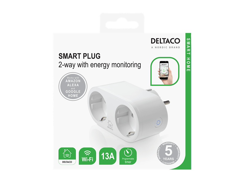 Deltaco SH-P02E Okos WiFi dupla aljzat