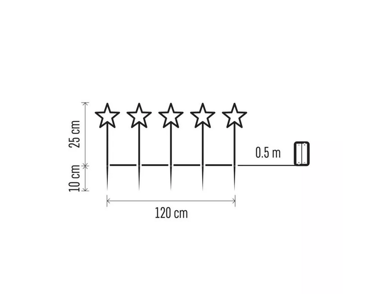 Emos DCZW01 LED karácsonyi leszúrható csillagok, 30 cm, kültéri és beltéri, meleg fehér, időzítő