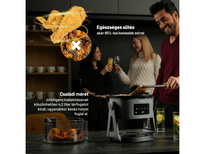 3in1 Air Fryer, fekete, 1500W, 5.5L