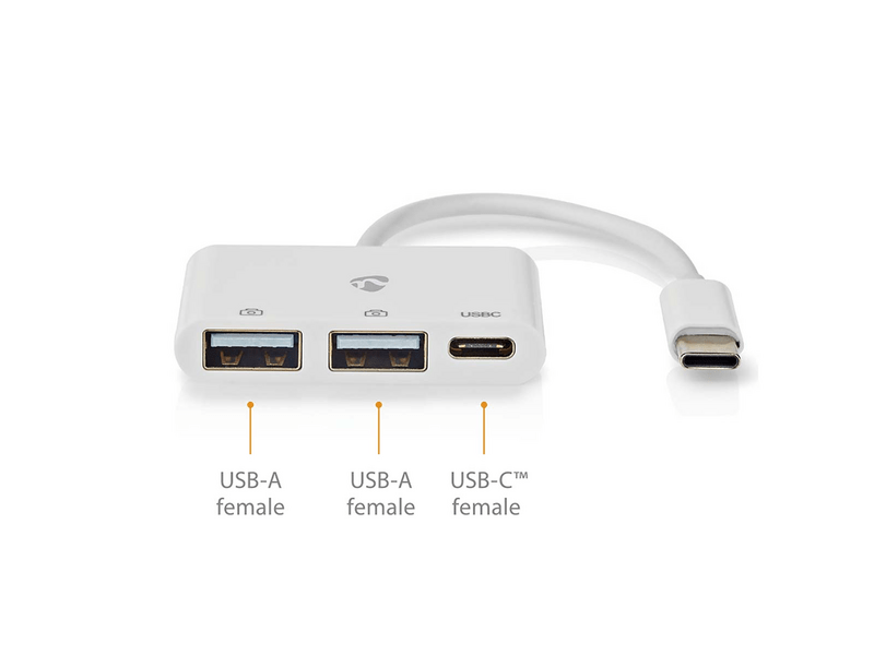Nedis CCGB64785WT01 3-Port USB-C Hub