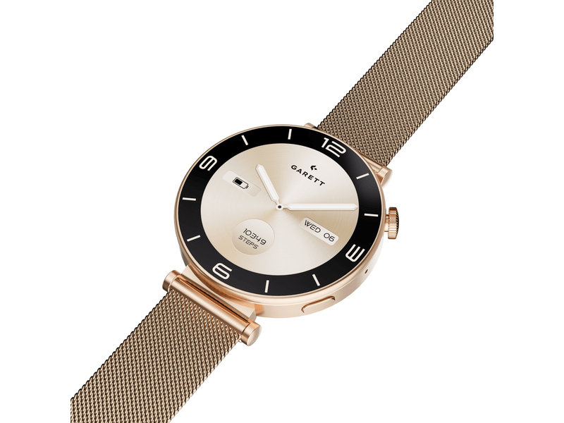 Garett Rose Gold Mesh acél női okosóra