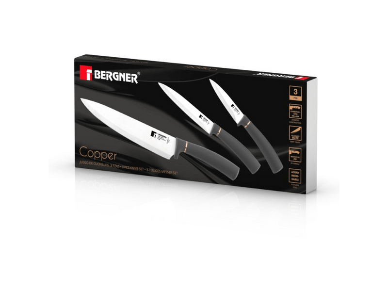 Bergner BG-39862-CP Rozsdamentes acél kés szett, 3 részes