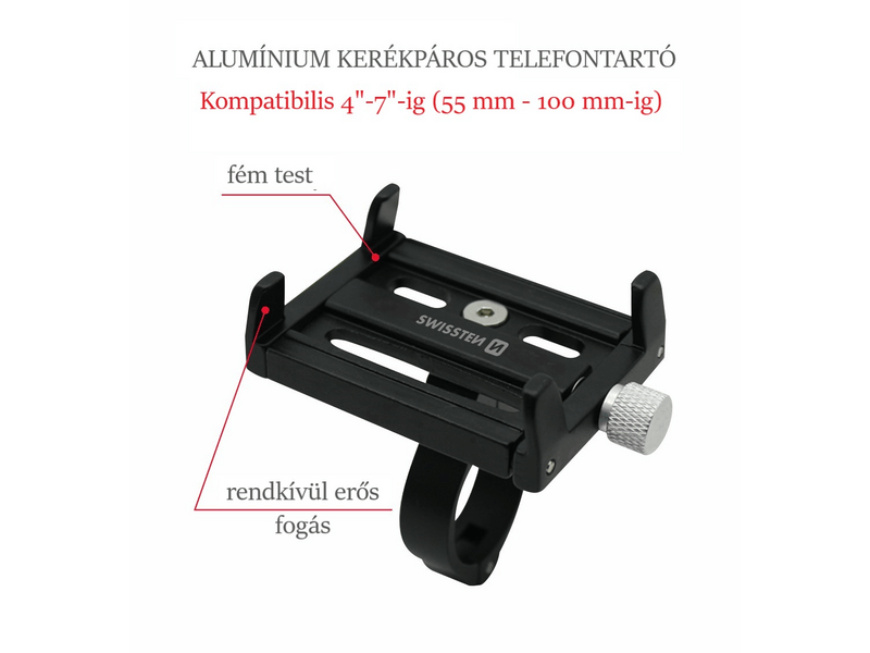 Swissten 65010406 alumínium kerékpáros telefontartó