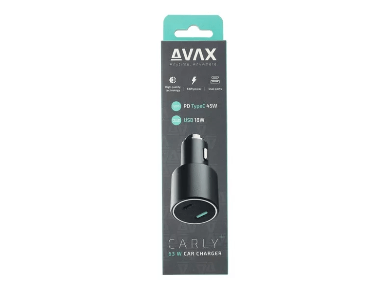 Avax CC663B CARLY+ 63W PD Autós töltő USB A+C