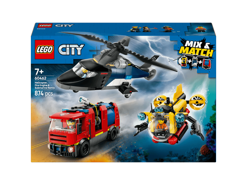 LEGO® City Helikopter, vatrogasno vozilo i podmornica u jednom paketu (60462)