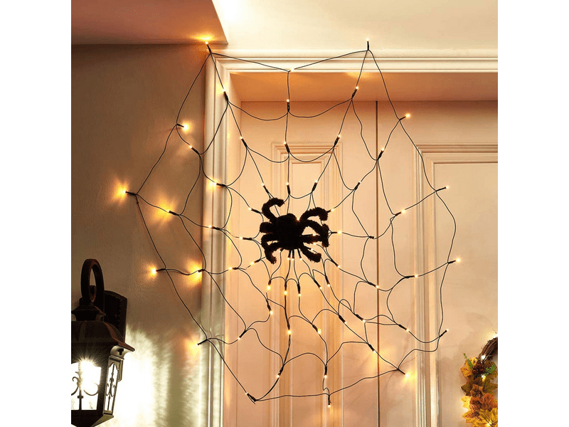 Family 58150 Pókháló fényfüggöny pókkal - melegfehér 60 db LED - USB-s