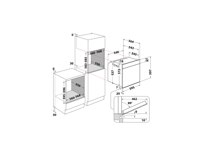 Whirlpool WOI4S8CM1SWA Beépíthető sütő + Whirlpool WL S5360 BF/W Beépíthető indukciós főzőlap