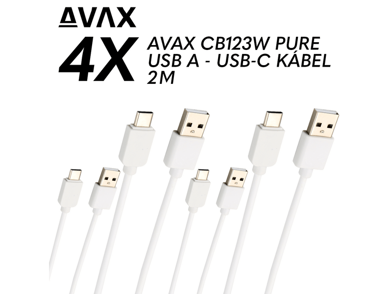 Avax CB123W 4X USB-C Gyorstöltő Kábel szett, 2 m