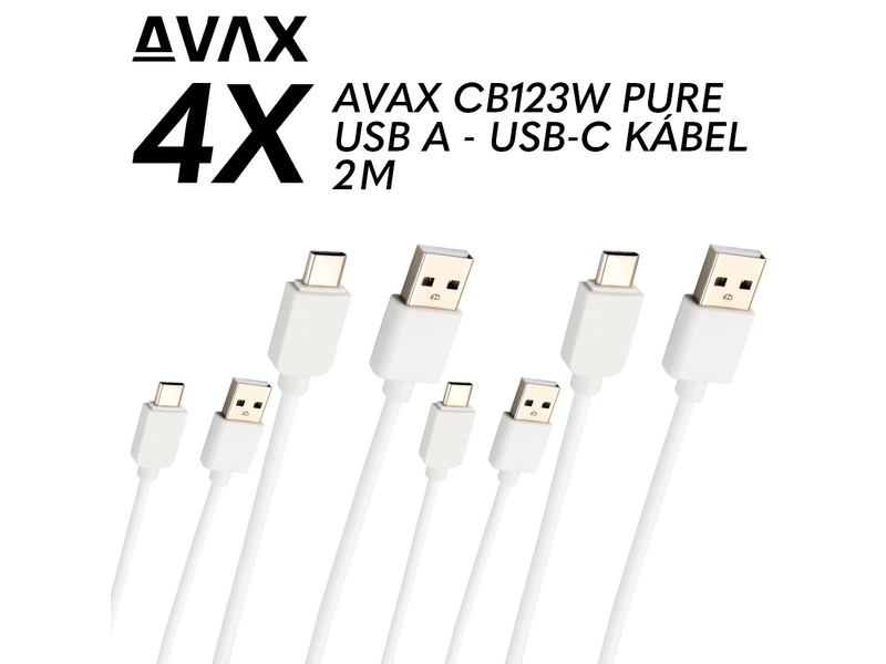 Avax CB123W 4X USB-C Gyorstöltő Kábel szett, 2 m