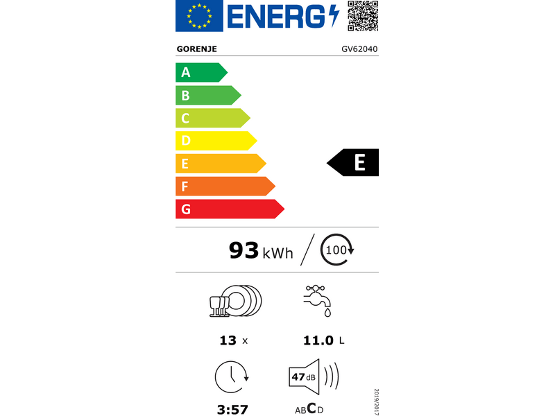 Gorenje GV62040 Beépíthető mosogatógép