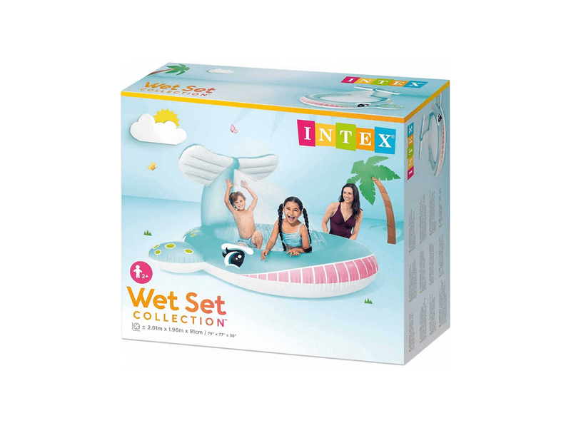 Intex Felfújható bálna medence fröcskölővel, 201 x 196 x 91 cm (57440NP)