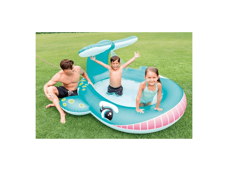 Intex Felfújható bálna medence fröcskölővel, 201 x 196 x 91 cm (57440NP)