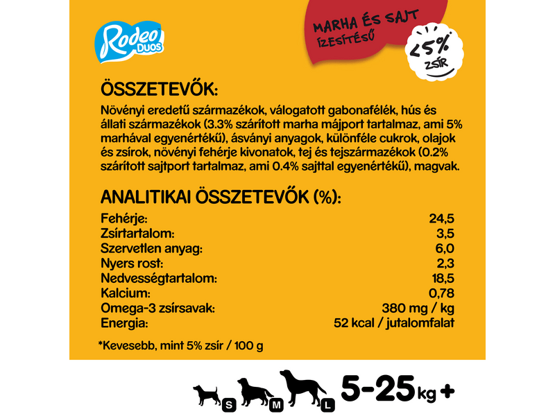 Pedigree Rodeo falatok marha&sajt felnőtt kutyáknak 7db 123g