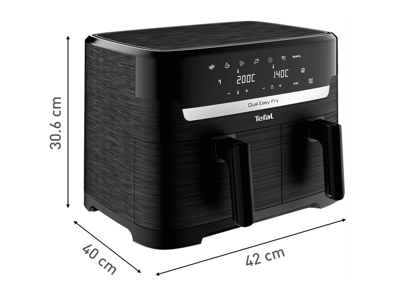 Tefal EY901N10 Dual Easy Fry Forrólevegős fritőz, fekete