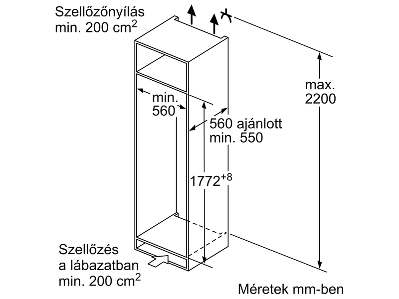 Beépíthető Hűtőszekrény