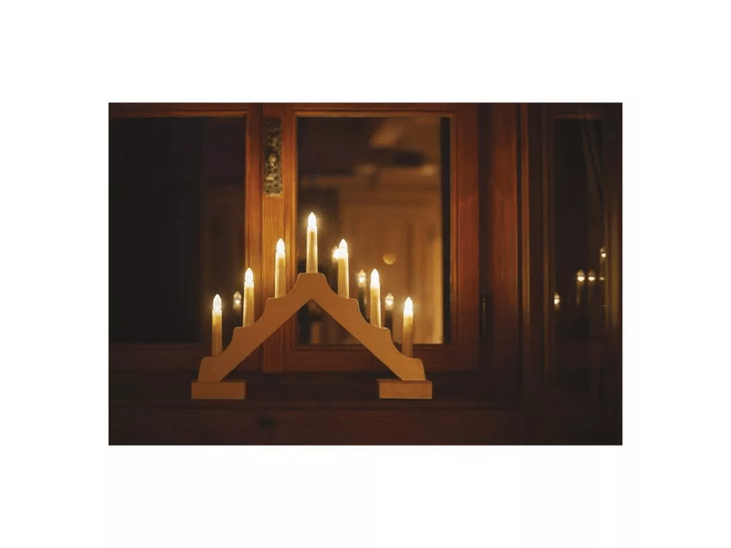 Emos DCAW11 LED gyertyatartó, fa, 29 cm, 2x AA, beltéri, meleg fehér, időzítő