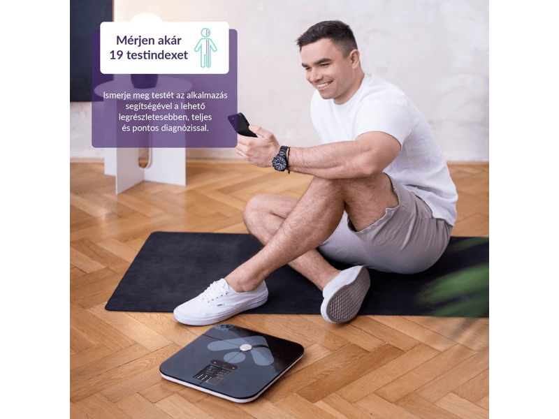 TrueLife FitScale W7 BT intelligens személymérleg, fekete