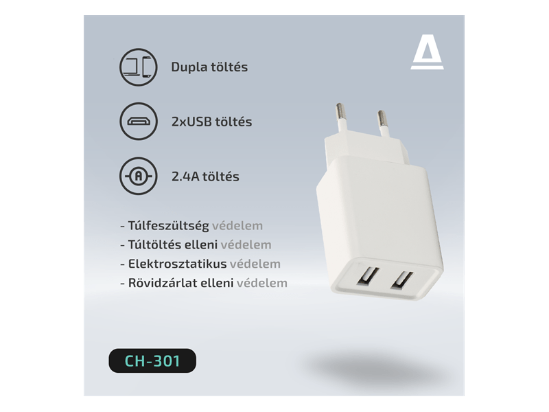 Avax CH301 Pure Network zidni punjač, 2xUSB, 12W