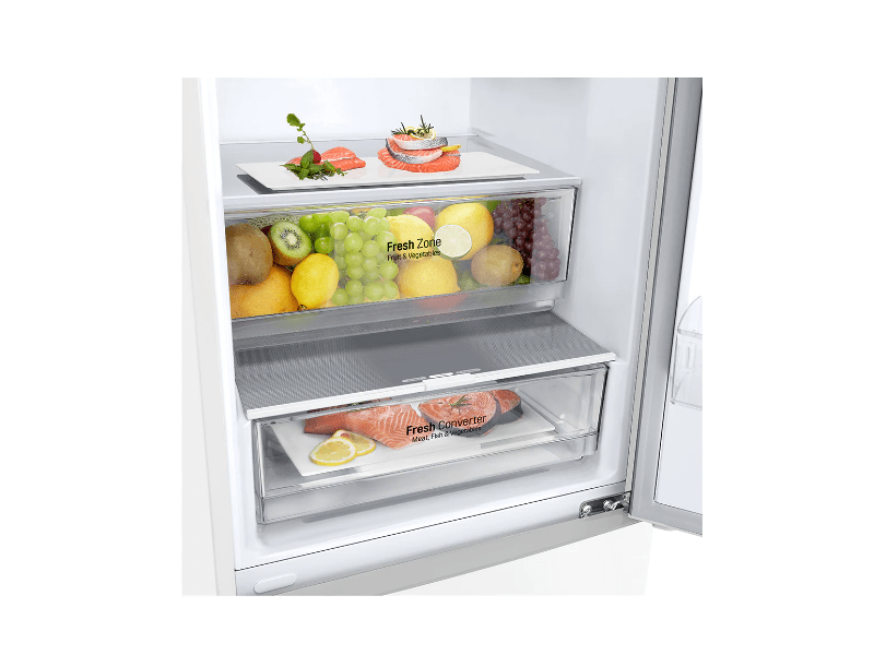LG GBP62SWXCC1 Alulfagyasztós hűtőszekrény, 384L, Fehér