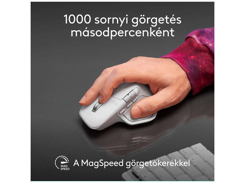 Logitech MX Master 4 Mac Vezeték nélküli egér, fehér ezüst
