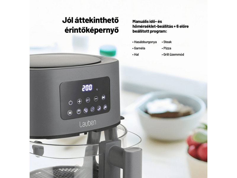 3in1 Air Fryer, fekete, 1500W, 5.5L