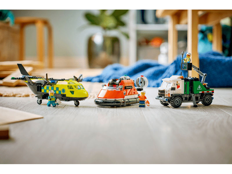 LEGO® City Repülőgép, emelőkosaras kocsi és légpárnás jármű remix (60505)