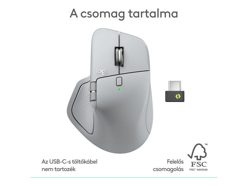 Logitech MX Master 4 Egér, halványszürke (910-007563)