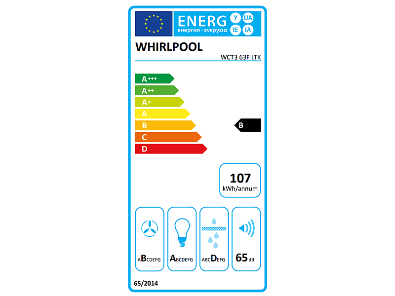 Whirlpool WCT363FLTK beépíthető páraelszívó, Fekete