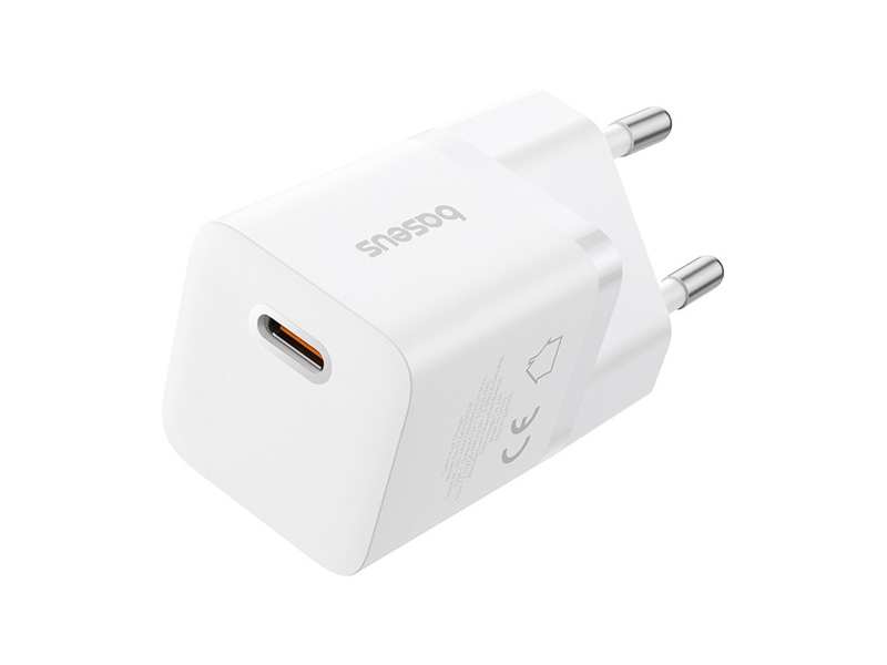 Baseus GaN5 Mini hálózati gyorstöltő 25W, fehér (P1011090921301)