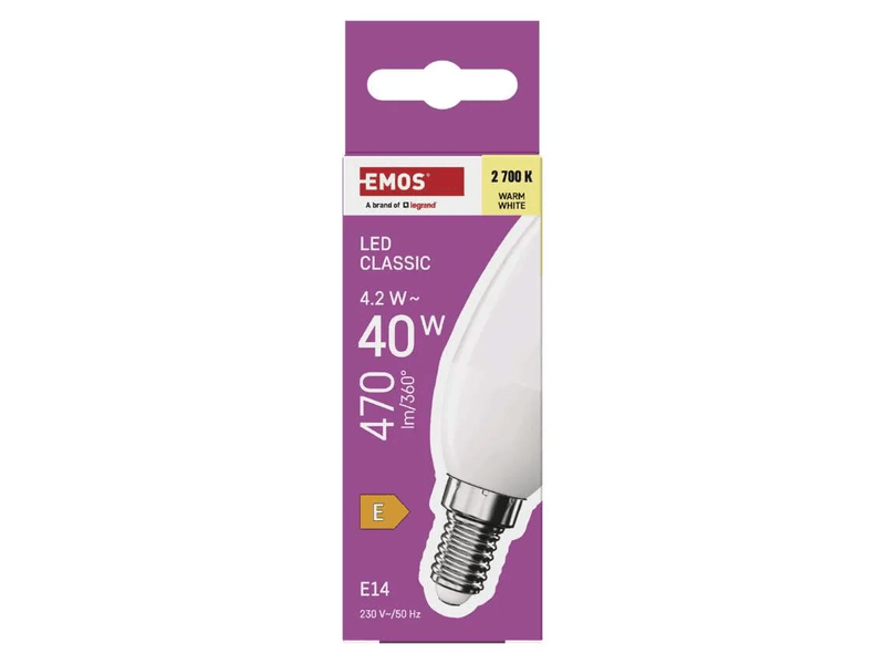 LED CLS CANDLE 4,2W(40W) 470lm E14 WW