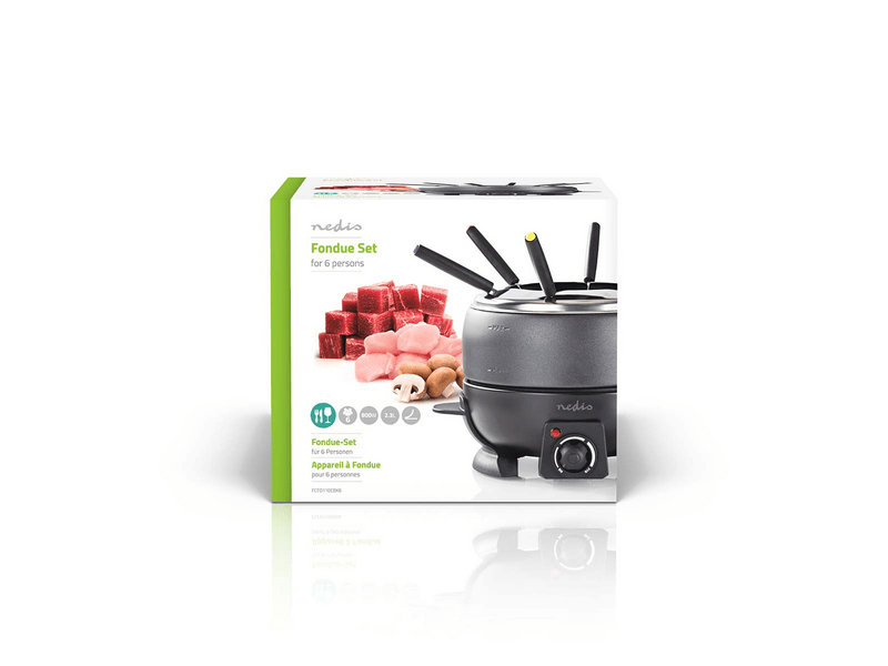 Nedis FCFO110EBK6 Fondue szett, 6 személyes, 2,3 l