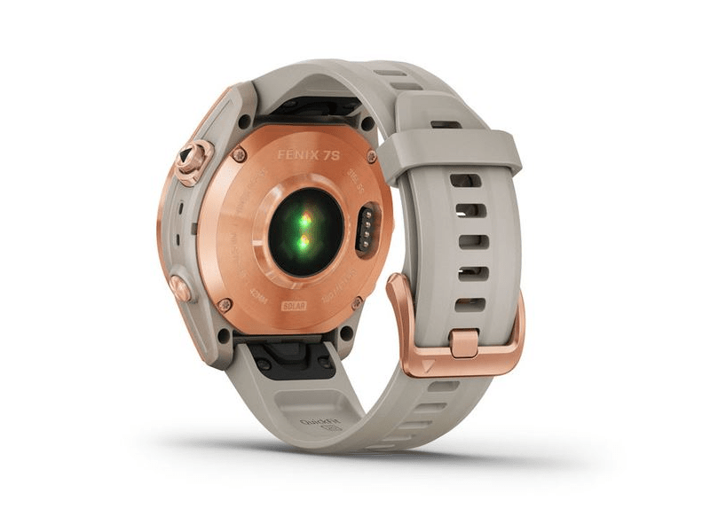 Garmin Fenix 7S Solar Okosóra, Rosegold, Homok színű szilikon szíj (010-02539-11)