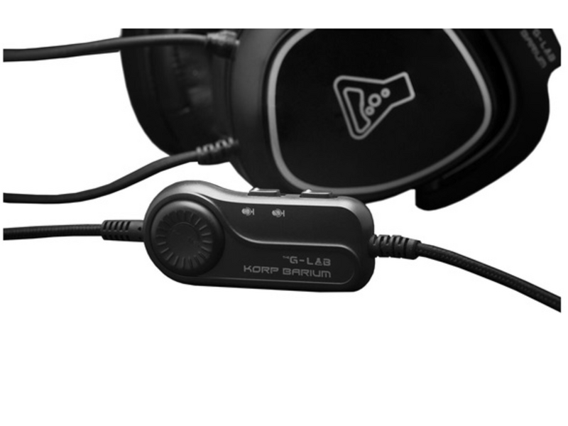 The G-Lab Korp Barium Black Gaming headset, fekete