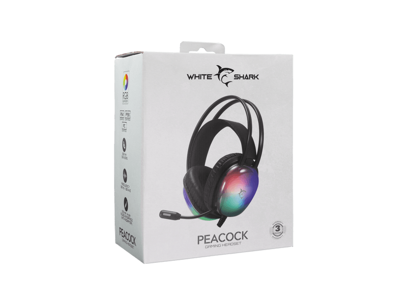 White Shark PEACOCK-B Gaming headset, fekete (GH-2444B)