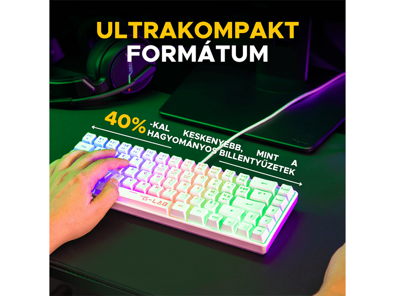 The G-Lab HYDROGEN Gaming billentyűzet, fehér (KEYZ-HYDROGEN-W/HU)