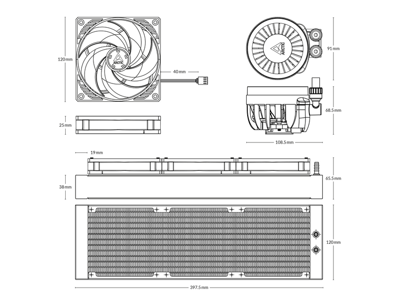 Arctic Liquid Freezer III 360 AIO Processzor vízhűtés, fekete (ACFRE00136A)