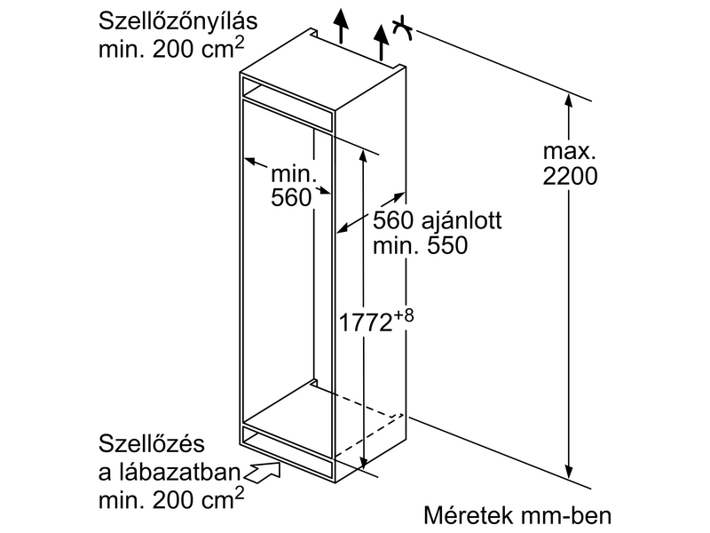 Bosch KIN865SE0 Beépíthető alulfagyasztós kombinált hűtőszekrény
