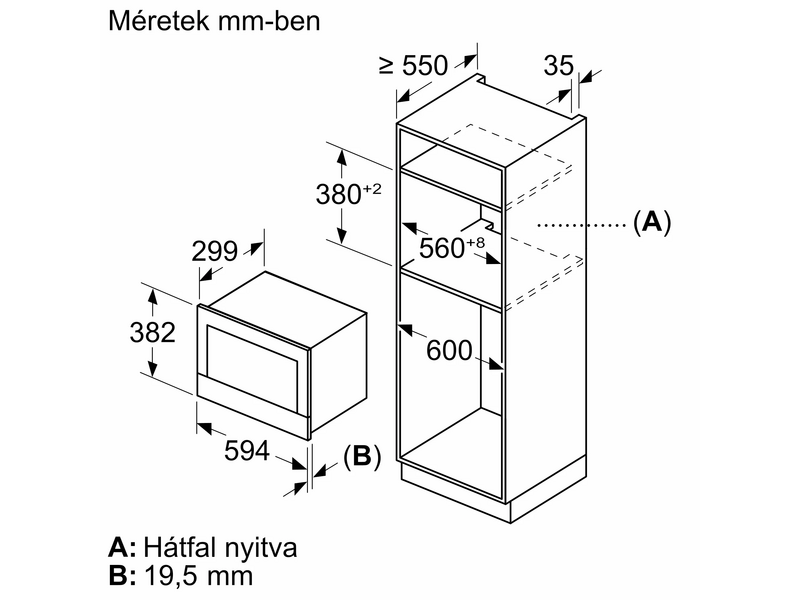 Bosch BFR7221B1 Beépíthető mikrohullámú sütő, fekete