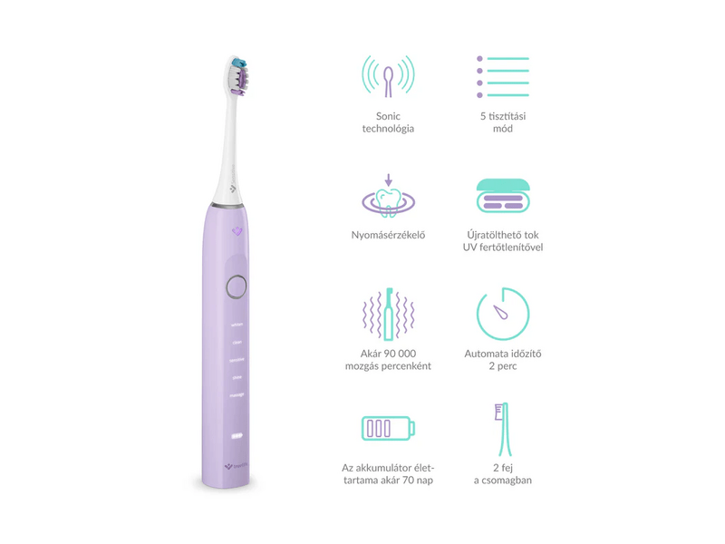 TrueLife SonicBrush Clean70 UV Lavender Elektromos fogkefe
