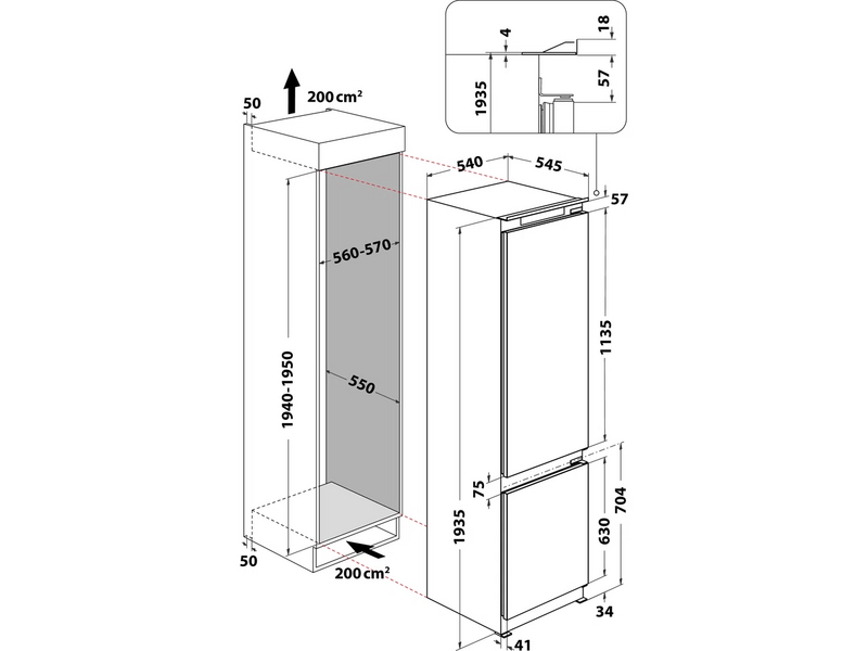 Whirlpool ART 97101 2 Beépíthető alulfagyasztós hűtőszekrény